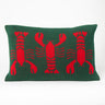Lobster Knit Lumbar Pillow Hunter Green & Red