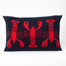 Lobster Knit Lumbar Pillow Navy & Red