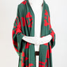 Lobster Knit Wide Wrap in Green & Red