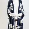 Lobster Knit Wide Wrap in Navy & Natural
