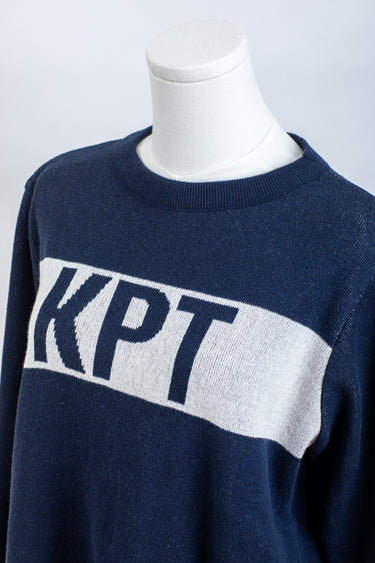 KPT Classic Knit Crewneck Pullover - Navy with Natural & Navy