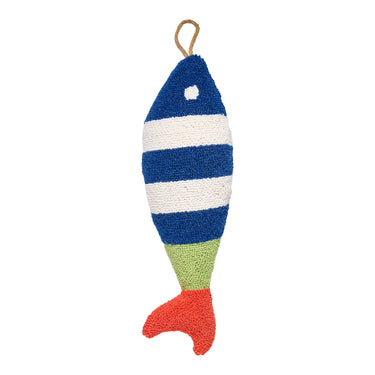 Blue Striped Picket Fish Hook Pillow
