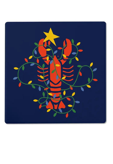 Lobster Lights Blue Ceramic Coaster