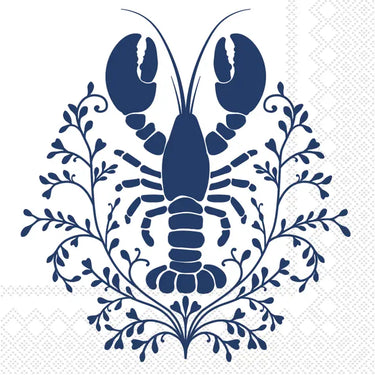 Navy Damask Lobster Cocktail Napkins