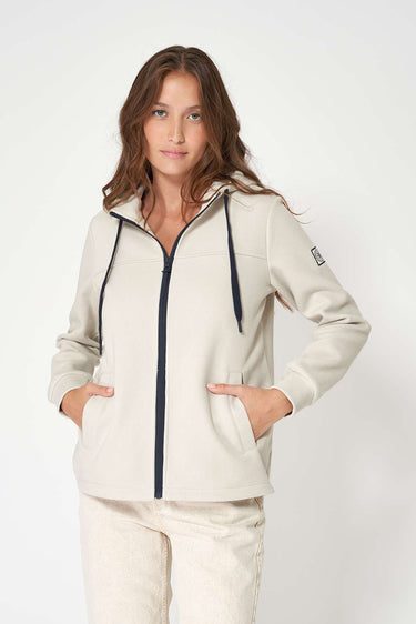 Cream Hoodie with Zipper