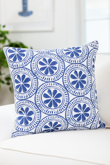Navy Medallion - Belgian Linen Pillow