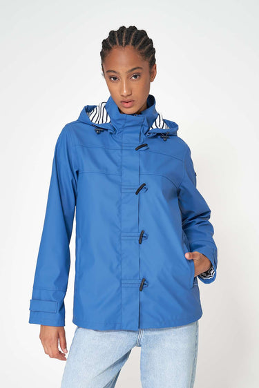 Blue Raincoat with Striped Lining