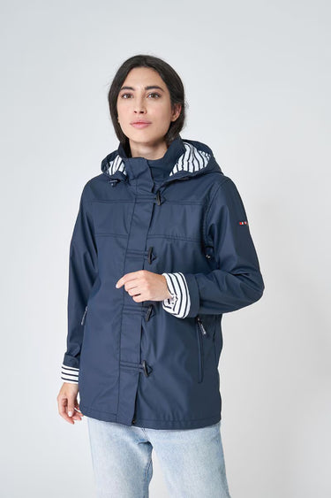 Navy Raincoat with Striped Lining