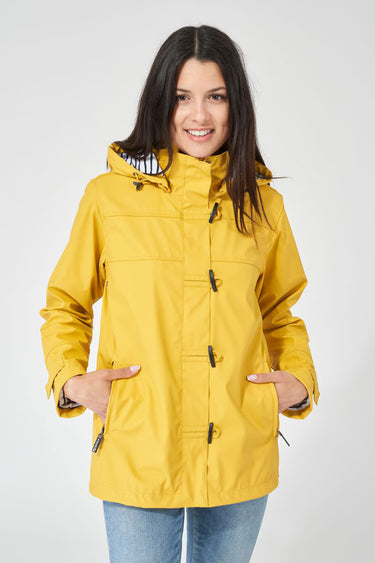 Yellow Raincoat with Striped Lining