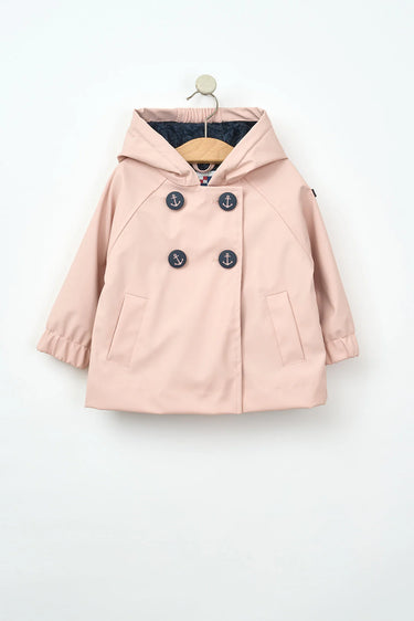 Anchor Button Baby Raincoat Lined Pink