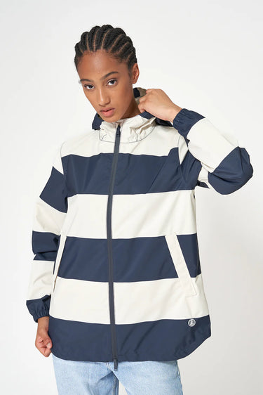 Short Striped Navy & Cream Raincoat