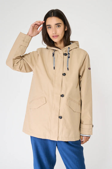 Tan Cotton Raincoat with Sealed Seams