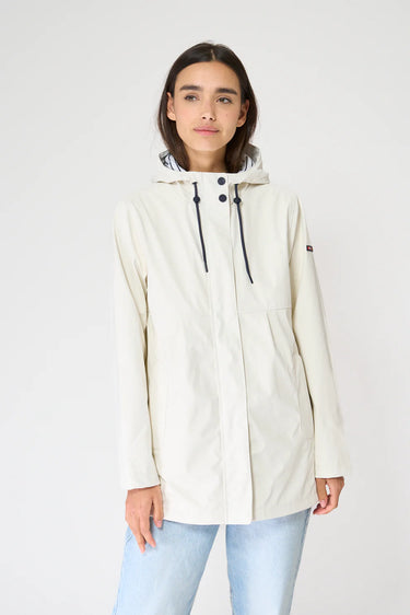 Short White Raincoat with Cotton Lining
