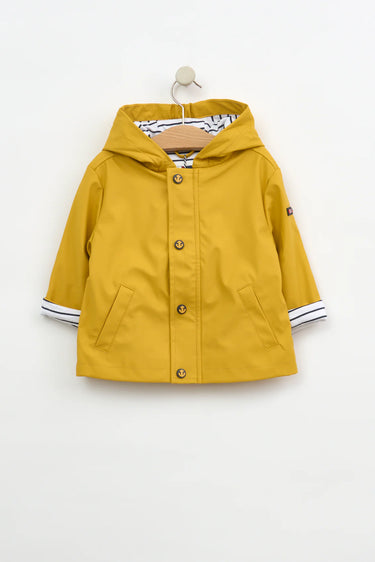 Yellow Baby Raincoat with Striped Lining