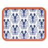 Lobster Damask Pattern Blue Wooden Trays