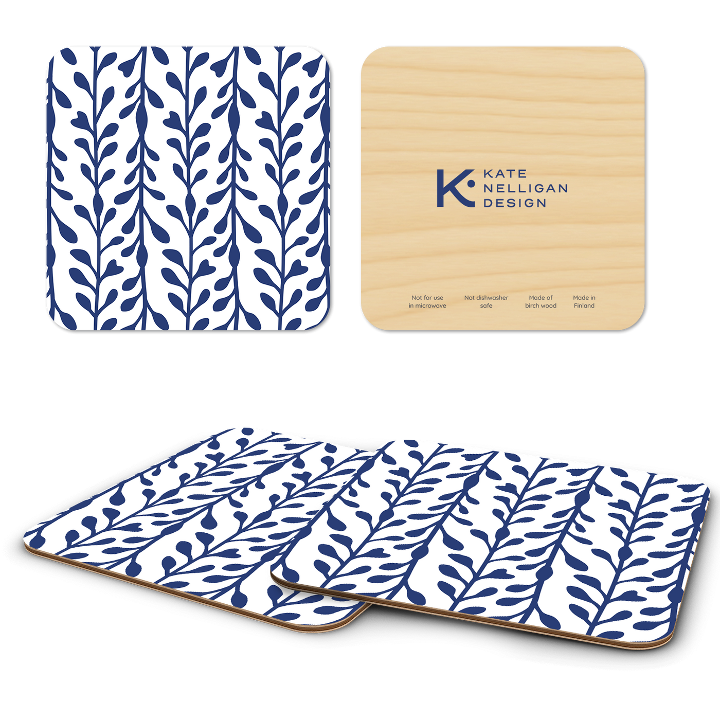 Seaweed Stripe Wooden Coasters