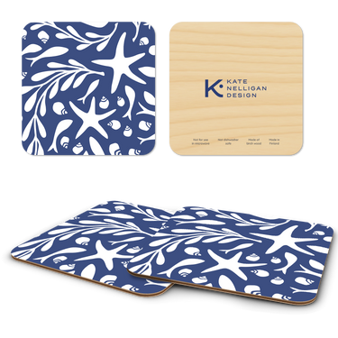 Tidepool - Blue Wooden Coasters