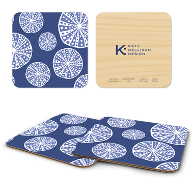 Blue Urchins Wooden Coasters