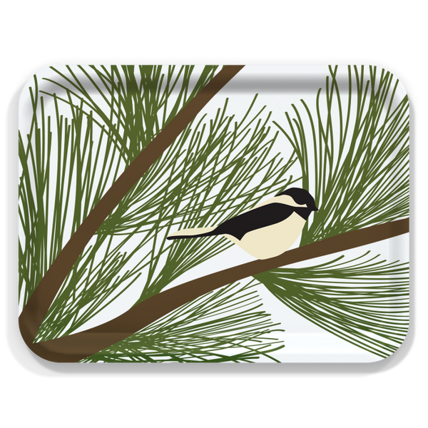 Chickadee Pine Large Wooden Tray