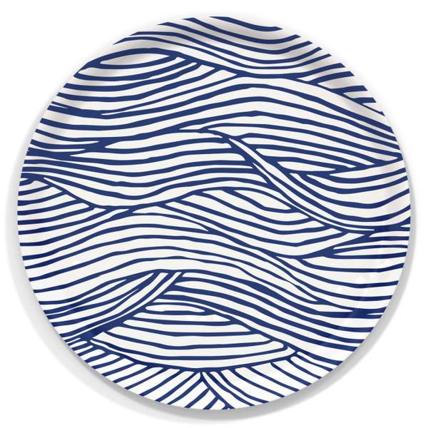 Waves Large Round Wooden Tray