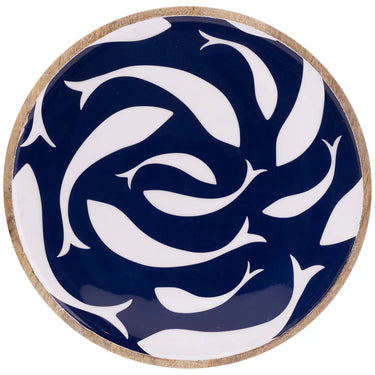 Swirling Fish Round Mango Wood Platter