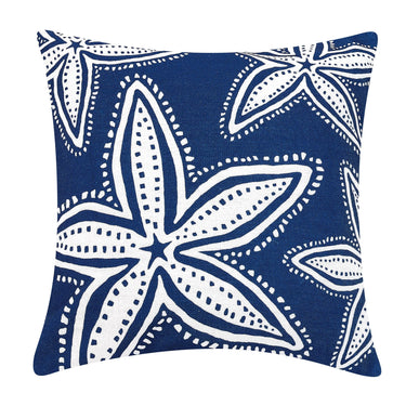 Indoor Outdoor Navy Starfish Fish Pillow