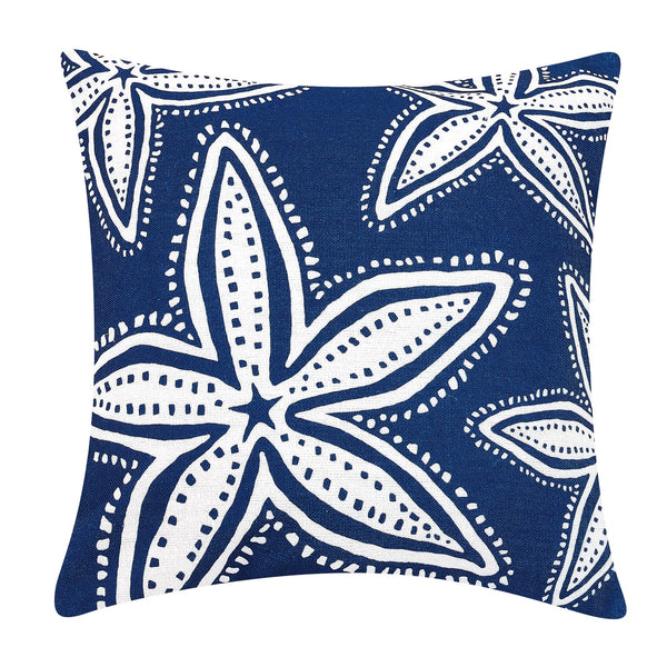 Indoor Outdoor Navy Starfish Fish Pillow