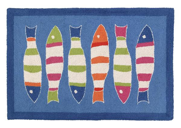 Blue Picket Fish Rug