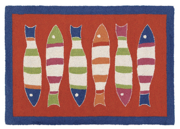 Orange Picket Fish Rug