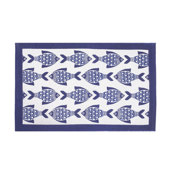 Porcelain Fish Dhurrie Mat