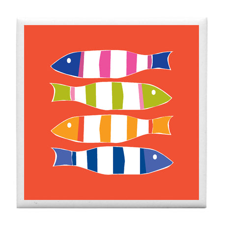 Orange Picket Fish Coaster
