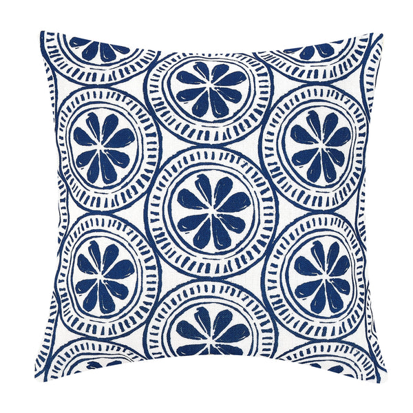 Indoor Outdoor Navy Medallion Pillow