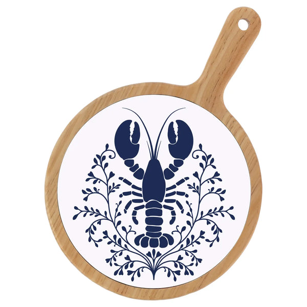 Damask Lobster Bamboo & Ceramic Cheeseboard