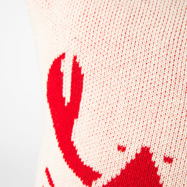 Lobster Square Knit Pillow Natural & Red