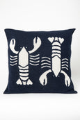 Lobster Square Knit Pillow Natural & Navy