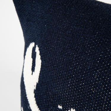 Lobster Square Knit Pillow Natural & Navy