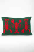 Lobster Knit Lumbar Pillow Hunter Green & Red