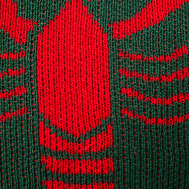 Lobster Knit Lumbar Pillow Hunter Green & Red