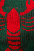 Lobster Knit Lumbar Pillow Hunter Green & Red