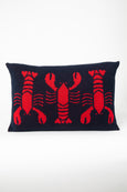 Lobster Knit Lumbar Pillow Navy & Red