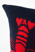 Lobster Knit Lumbar Pillow Navy & Red