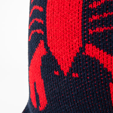 Lobster Knit Lumbar Pillow Navy & Red