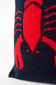 Lobster Knit Lumbar Pillow Navy & Red