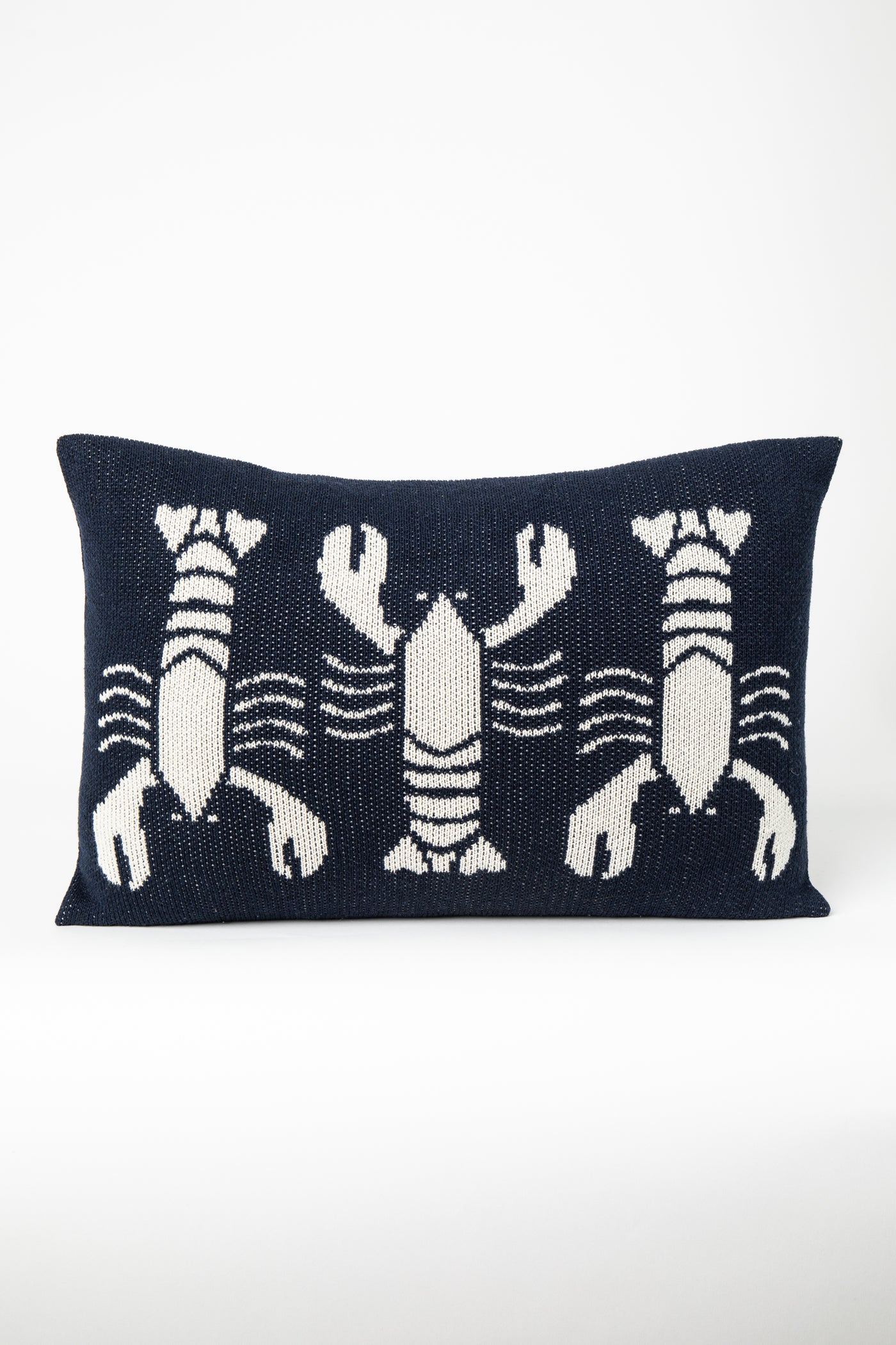 Lobster Knit Lumbar Pillow Natural & Navy