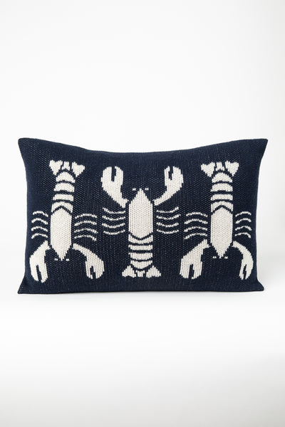 Lobster Knit Lumbar Pillow Natural & Navy
