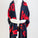 Lobster Knit Wide Wrap in Red & Navy