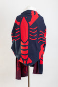 Lobster Knit Wide Wrap in Red & Navy
