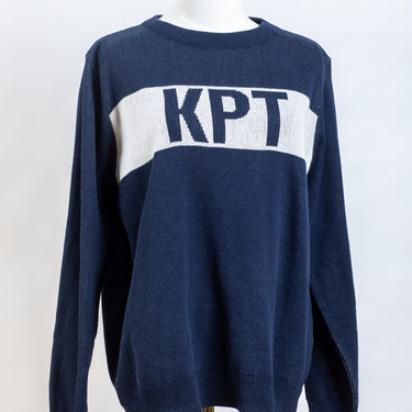 KPT Classic Knit Crewneck Pullover - Navy with Natural & Navy