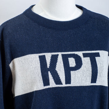 KPT Classic Knit Crewneck Pullover - Navy with Natural & Navy