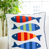 Fish Friends White Indoor Outdoor Pillow